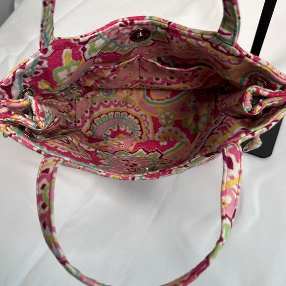 Vera Bradley Small Tote Pink & Yellow Floral Paisley Print "Capri Melon" 08 - Picture 2 of 8
